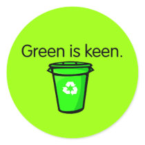 Green is keen. round stickers