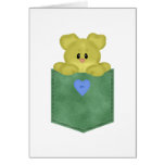 Green Jean Pocket Yellow Teddy Bear cards