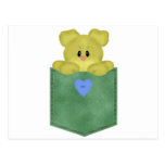 Green Jean Pocket Yellow Teddy Bear postcards