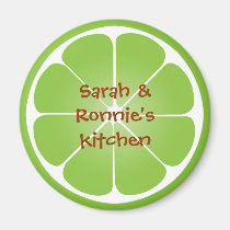 Green juicy lime slice round magnet party favour magnets