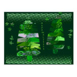 Green Kanji Holiday Collage Postcards