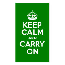 Green Keep Calm and Carry On Business Card Template