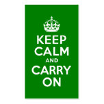 Green Keep Calm and Carry On Business Card Template