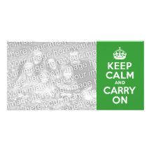 Green Keep Calm and Carry On Photo Card