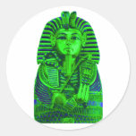 Green King Tut Round Sticker