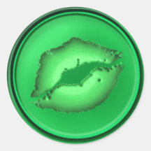 GREEN KISS BUTTON by SHARON SHARPE Stickers