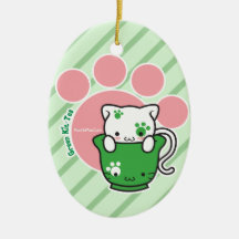 Green Kit-Tea Ornament