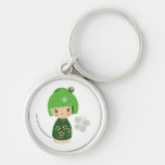 Green Kokeshi Triplet Premium Keychain