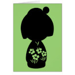 Green Kokeshi Triplet Silhouette Note Card