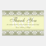 Green lace border thank you out of town gift bag sticker