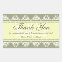 Green lace border thank you out of town gift bag stickers