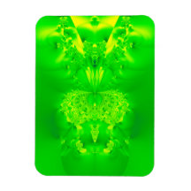 Green Lady Slipper Orchid Fractal Rectangle Magnet