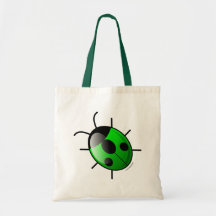 Green ladybug tote bag