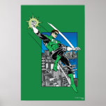 Green Lantern with City Background posters