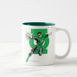 Green Lantern with Logo Background mugs
