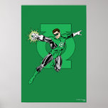 Green Lantern with Logo Background posters