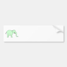 Green Laughing Elephant. Cartoon. Bumper Stickers