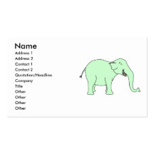 Green Laughing Elephant. Cartoon. Business Card Templates