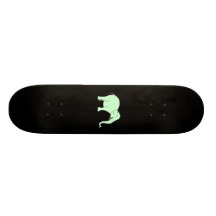 Green Laughing Elephant. Cartoon. Skateboards