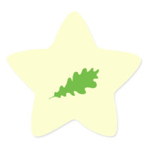 Green Leaf, Oak Tree leaf Design. Star Sticker