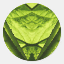 Green Leafy Digital Art. Round Sticker