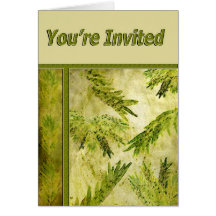 Green Leaves Botanical Invitation Greeting Cards