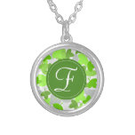 Green leaves pattern with "F" monogram Necklace
