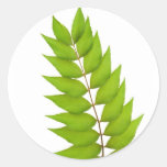Green leaves round sticker