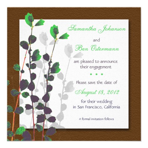 Green Leaves - save the date cards. Announcements