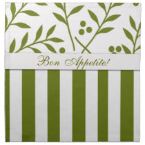 Green Leaves Stripes Bon Appetite Napkins napkins