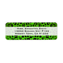 Green Leopard Animal Print Custom Return Address Labels