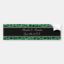 Green leopard pattern wedding favors bumper sticker