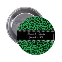 Green leopard pattern wedding favors pinback buttons