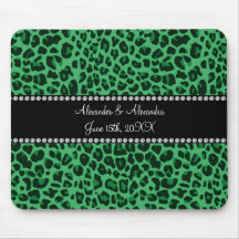 Green leopard pattern wedding favors mousepad