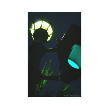 Green Light and Street Lamp Gallery Wrapped Canvas