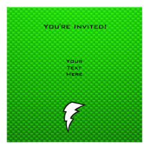 Green Lightning Bolt Personalized Invitations