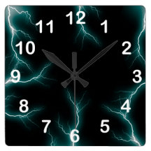 Green Lightning  Numbered Wall Clock