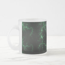 Green Lightnings on Black - fractal design Mug