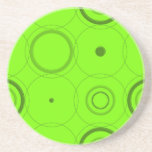 Green, Lime Retro Pop Squares Abstract Art Coaster