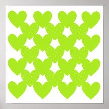 Green Linked Hearts Print