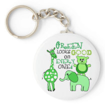 Green Living Message Gear Keychains