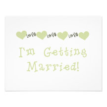 Green Love Hearts Future Bride Tshirts and Gifts Custom Invitation