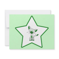 Green Lucky Star - Lucky the Cat Personalized Invitation