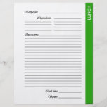 Green LUNCH 2-sided Recipe Pages Flyers