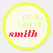Green Magenta ZigZag Sticker Address Label