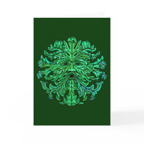 Green Man Gaze Greeting Cards
