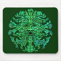 Green Man Gaze Mouse Mats