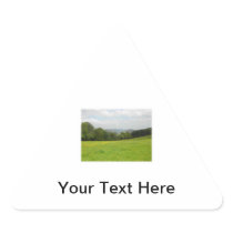 Green meadow. Countryside scenery. Custom Triangle Stickers