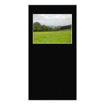 Green meadow. Countryside scenery. Photo Card