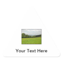 Green meadow. Countryside scenery. Triangle Stickers